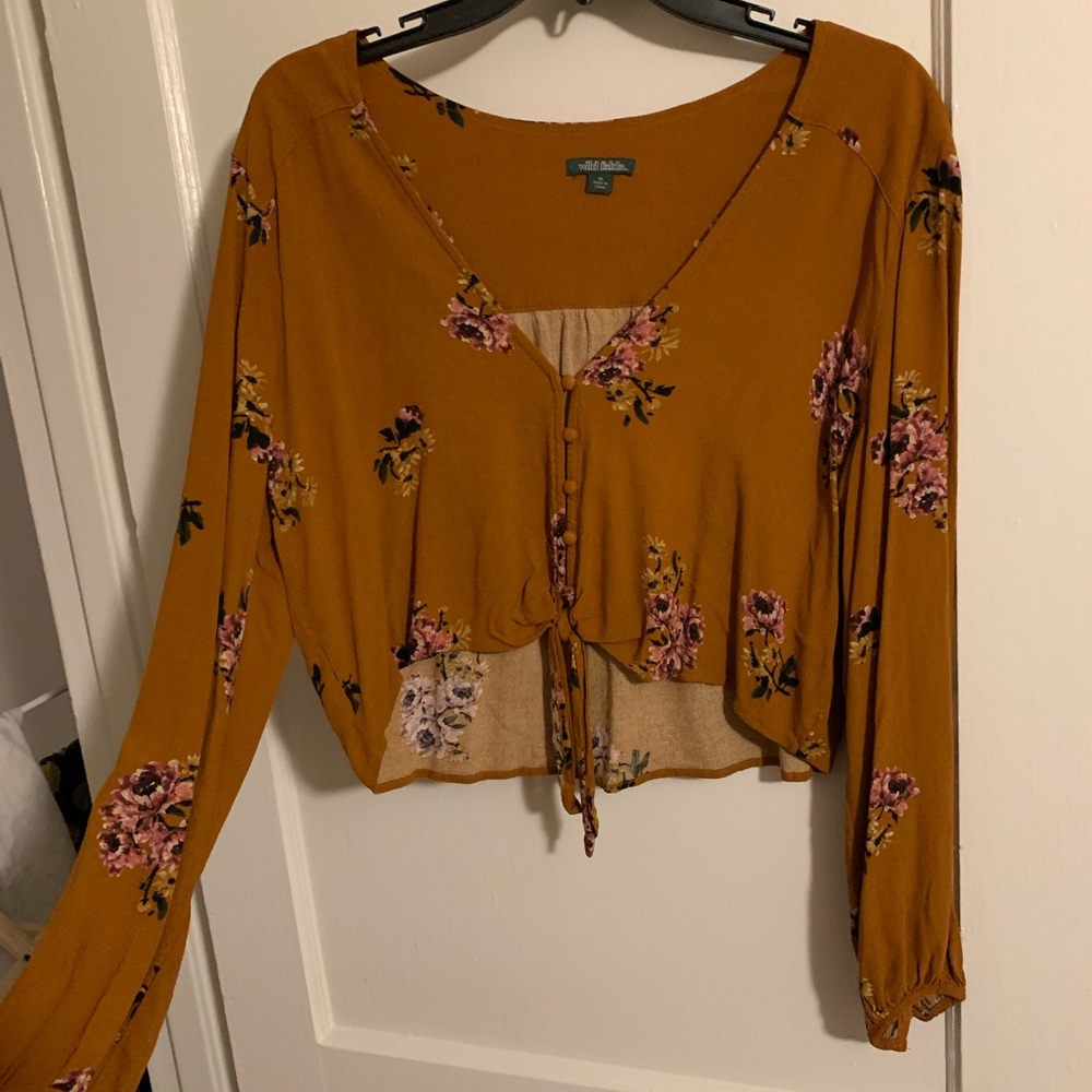 Wild Fable burnt orange floral crop top size XL